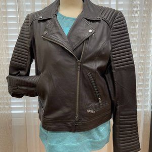 Cigno Nero Brown Lamb Leather  Moto Jacket Size:44